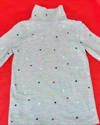 Maglietta collo alto, cotone, grigio +stelle 6/8an
