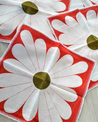 6 tovaglioli in tessuto anni 70 Margherit vintage 