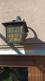 Antica LAMPADA APPLIQUE ESTERNO METALLO VETRO