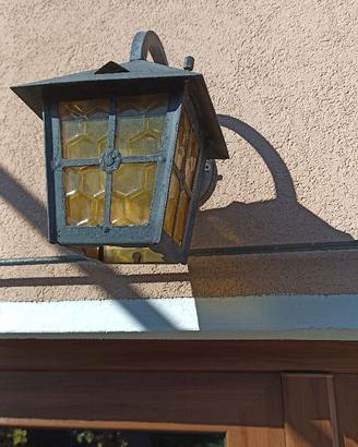 Antica LAMPADA APPLIQUE ESTERNO METALLO VETRO