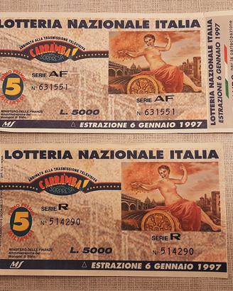 BIGLIETTI LOTTERIA - varie tipologie ed annate