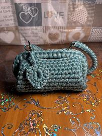 Clutch bag petrolio e argento