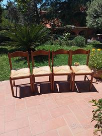 Set 4 sedie in noce e paglia di Vienna