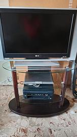 Carrello porta TV in legno e vetro 