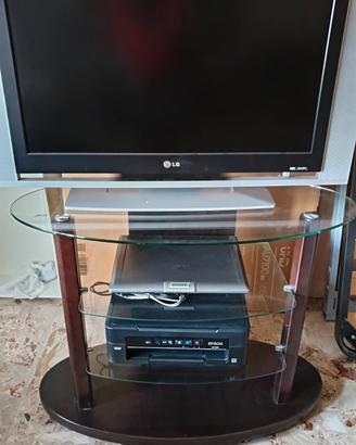 Carrello porta TV in legno e vetro 