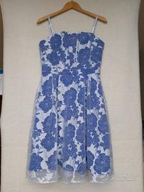 Vestito estivo tessuto dévoré bianco e azzurro