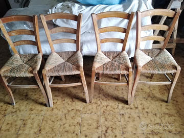 Set 4 sedie impagliate anni '50