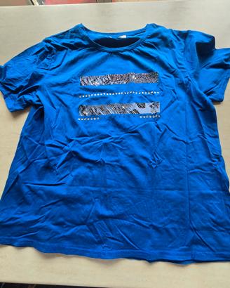 T shirt maglietta blu manica corta XL -XXL