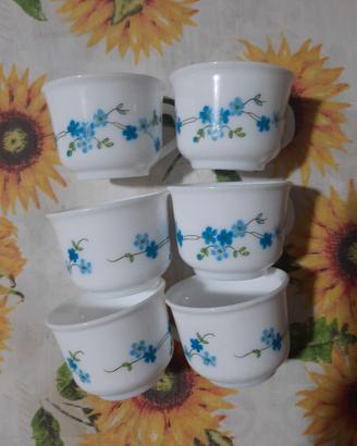 Arcopal France Myosotis set portauovo tazze '70