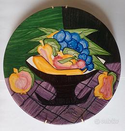 Piatto vintage con frutta dipinto a mano