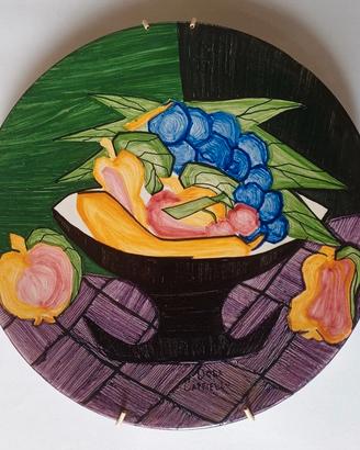 Piatto vintage con frutta dipinto a mano