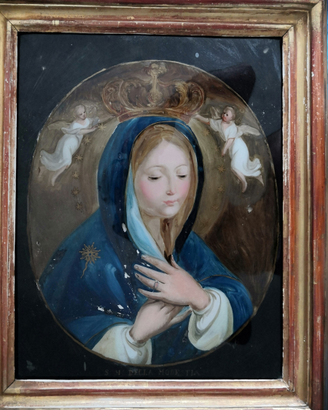 Madonna dipinta sottovetro del 800