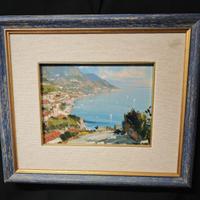 Vincenzo Aprile Costa Amalfi Dipinto olio masonite