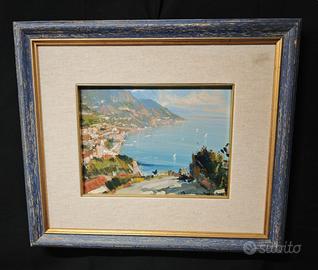 Vincenzo Aprile Costa Amalfi Dipinto olio masonite