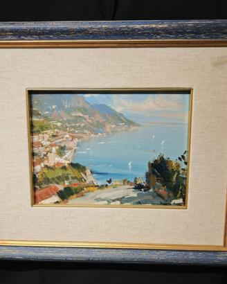 Vincenzo Aprile Costa Amalfi Dipinto olio masonite