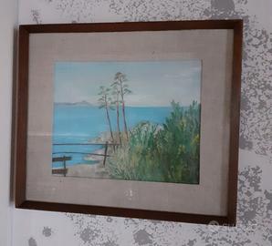 dipinto olio su tela firmato'77 e cornice in noce 