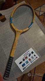 8191N-Racchetta Tennis In Legno Vintage Caminated