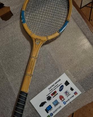 8191N-Racchetta Tennis In Legno Vintage Caminated