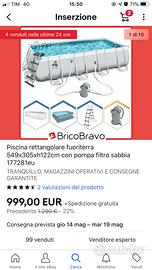 Piscina rettangolare fuori terra - 549x305x122