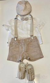 Completo lino beige Mayoral battesimo