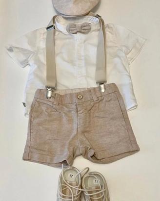 Completo lino beige Mayoral battesimo