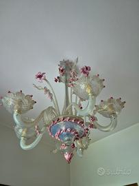 Lampadario veneziano stile Murano 5 luci 