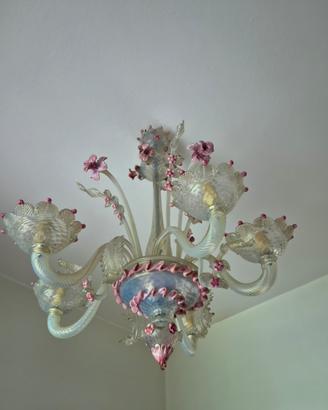 Lampadario veneziano stile Murano 5 luci 