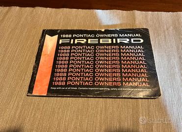 Manuale istruzioni Pontiac Firebird 1988