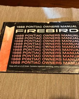 Manuale istruzioni Pontiac Firebird 1988