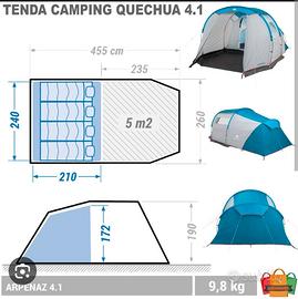 Tenda da campeggio 4 posti Quechua - Sports In vendita a Sassari