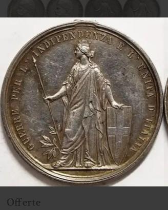Rara medaglia guerra d'indipendenza Argento Vittor