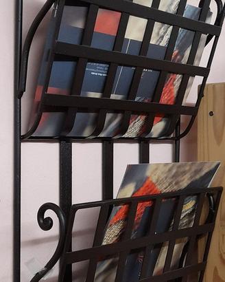 Nuovo Portariviste ferro battuto da parete muro