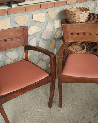Coppia poltroncine vintage in legno con braccioli