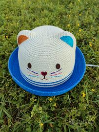 cappellino in paglia bimbo, forma gattino