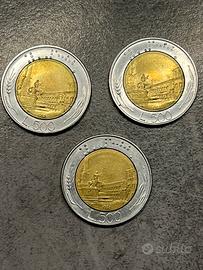 3 monete da 500 lire del 1982