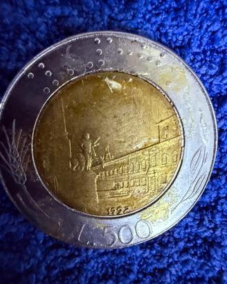 Moneta da 500 lire bimetallica della Rep.It. 1992