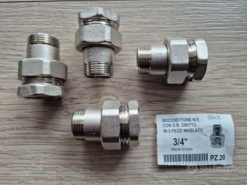 Bocchettone 3 pezzi MF da 3/4 ottone nikelato 4pz