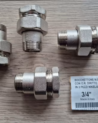 Bocchettone 3 pezzi MF da 3/4 ottone nikelato 4pz