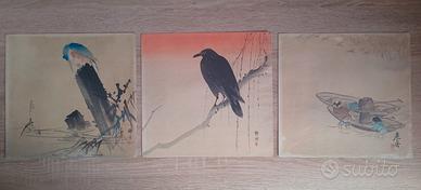 3 Xilografie Giapponesi Antiche Mokuhanga 900