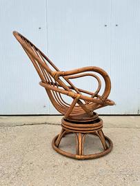 poltrona bambù girevolole con molle per dondolare