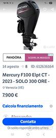 Mercury F100 ELPT CT – 2023 – Solo 300 Ore – Perfe