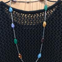 Collana vintage pietre agata e metallo argentato