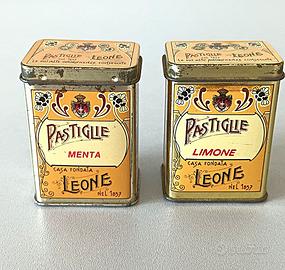 Scatole di latta "Pastiglie Leone" (Menta - Limone