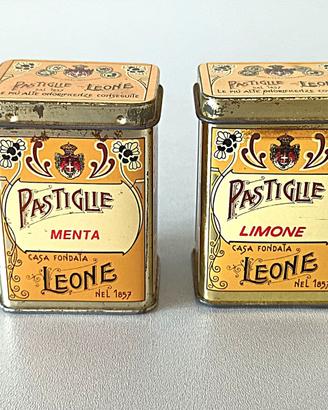 Scatole di latta "Pastiglie Leone" (Menta - Limone