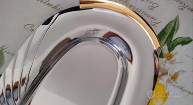 Vassoio ovale Inoxbeck vintage anni 80 oro 24k