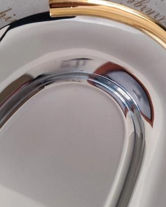 Vassoio ovale Inoxbeck vintage anni 80 oro 24k