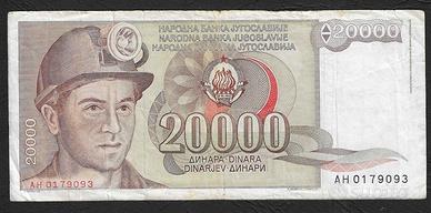 Jugoslavia - banconota circolata da 20.000 Dinari
