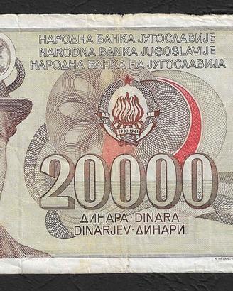 Jugoslavia - banconota circolata da 20.000 Dinari