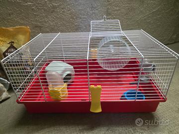 Gabbia per criceti . roditori + accessori/lattiera