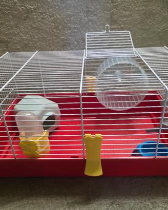 Gabbia per criceti . roditori + accessori/lattiera